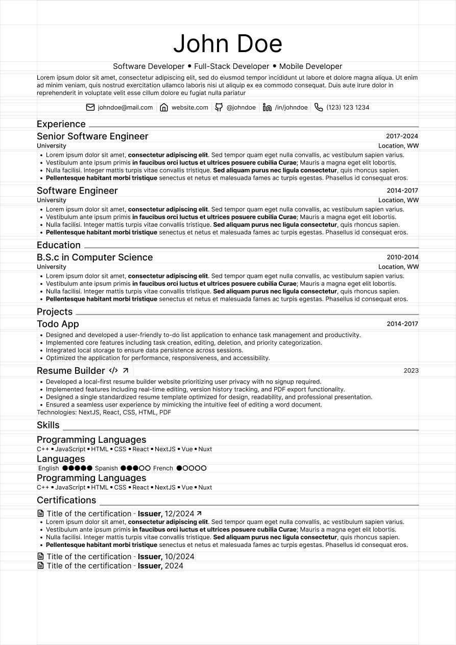 Image containaing a resume built with HeyCV